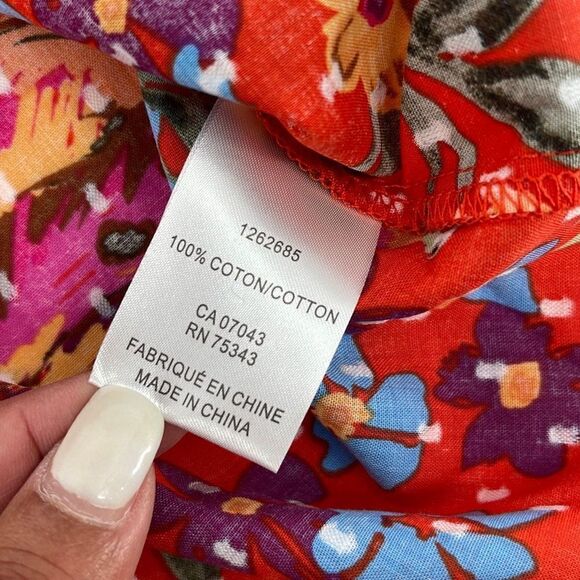 RACHEL Rachel Roy Pull Over Blouse Red Orange Print Size Medium - Picture 8 of 10